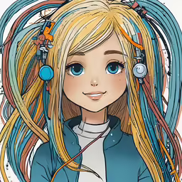 a woman with long blonde hair wearing headphones