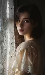 an image of a woman standing near the window