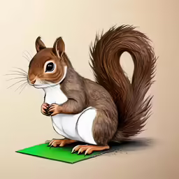 a cartoon chipper squirrel sitting on top of a green piece of paper