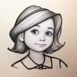 a pencil drawing of an image of a child with bangs