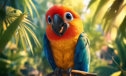 a brightly colored parrot perched on top of a branch