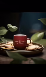 a mug that is on some kind of plate
