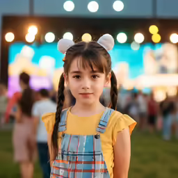 a young girl with pig ears on her head