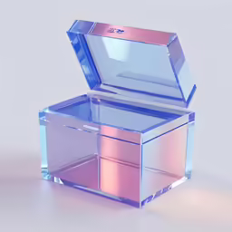 an empty blue box with one lid closed