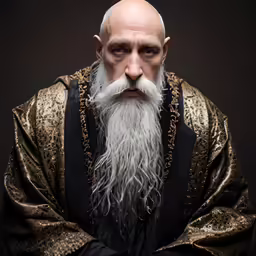 an old man with a large, white beard and gold robes