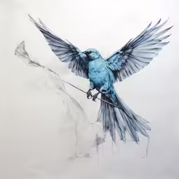 a bird landing on a wire attached to it