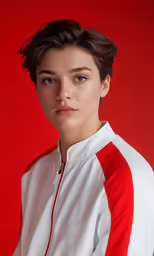 a person in a white jacket posing for a picture