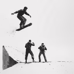 a snowboarder doing tricks off of a snowy mountain