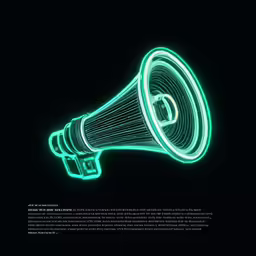 a neon colored megaphone is glowing in the dark
