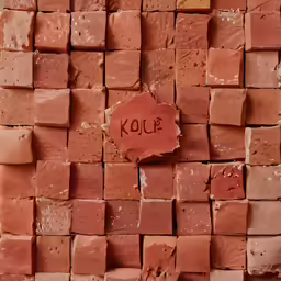 red bricks with the word koup written on one side