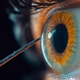 an eye with light shining on it and the iris showing
