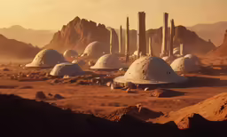 a bunch of small domes sitting on top of a desert