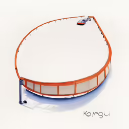 an aerial view of a large round building