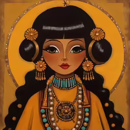 a painting of an oriental princess in traditional clothing