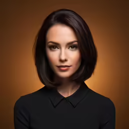a woman with a black shirt and black collar