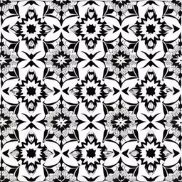 a white and black abstract flower pattern in the shape of a flower,abstract art with a circular shape design,the pattern on the wall is reminiscent by the black and white flowers,an abstract design with black and white shapes,a black and white geometric pattern that appears to be intertwined