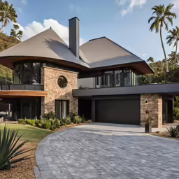 an unusual home with lots of plants on the side of it