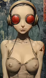 a woman with ear phones and a headphone on her head