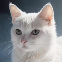 closeup shot of white cat with light colored eyes