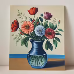painting of an abstract vase with flowers