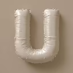 the letter u made out of shiny white plastic