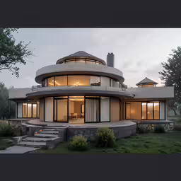 the house is built into a large, circular structure