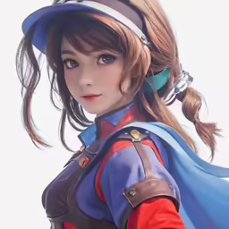 an anime character in a blue coat and a blue hat