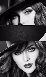 black and white photo with two different women in hats