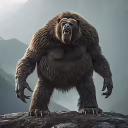 this is a giant bear standing on some rocks