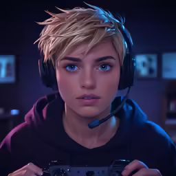 a girl with headphones is holding a camera