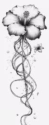 a flower on the side of water,a black and white flower on top of water