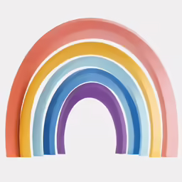 the front of a paper rainbow with one half closed