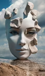 there is an image of a statue made out of rocks and stones