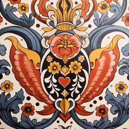 colorful wall painting of flowers and ornamental design