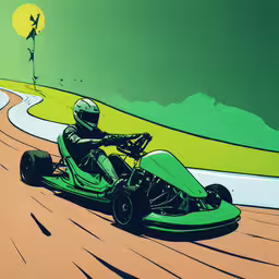 man driving kart by a beach and flying a bird,a man on a motorcycle on a road