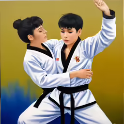 two people on martial gear facing each other