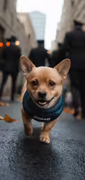 a dog that is standing in the street