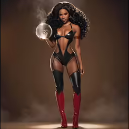 a sexy woman wearing sexy clothes and holding a crystal ball