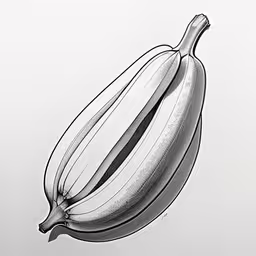 a black and white drawing of a banana