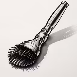 black and white photograph of an open brushes handle