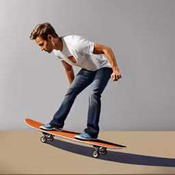 a man riding on top of a skateboard in the air