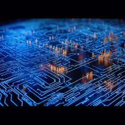 an electronic board with rows of tiny white buildings