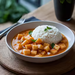 there is a white bowl with food inside of it