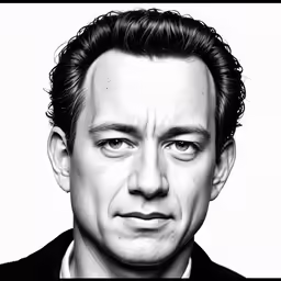 a black and white drawing of a man