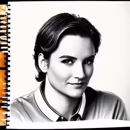 a drawing of a woman with a tie and a pencil