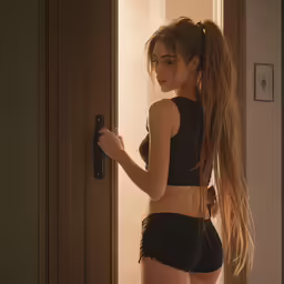 a very cute looking young woman in underwear