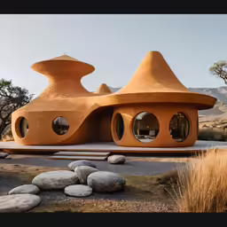 a small house made out of clay on the ground