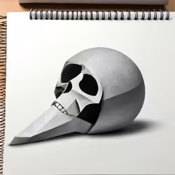 a sketchbook with an image of a skull in a skull hat
