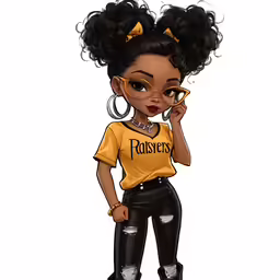 an image of an african girl in cartoon style