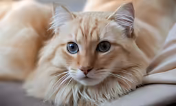 this is an image of a cat on a bed